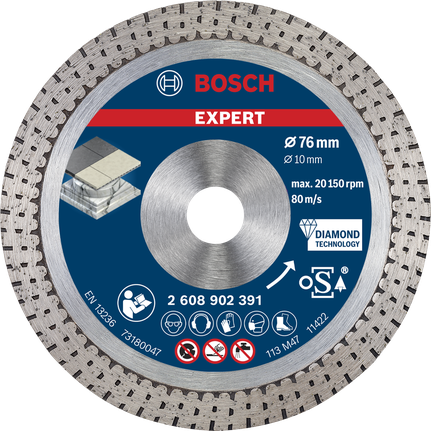Disco de corte diamantado Bosch EXPERT Hard Ceramic de 76 mm.